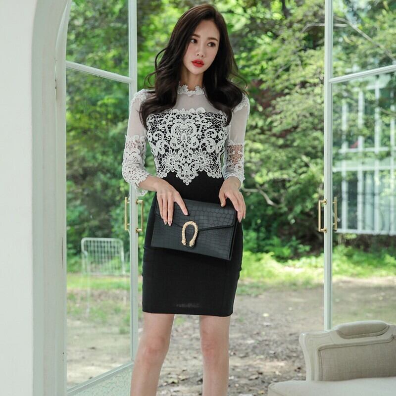 【dress】レースドッキングワンピース　M18904