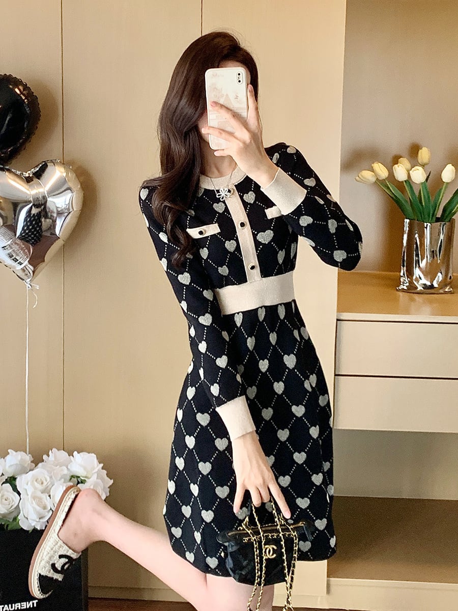 【dress】ジャカードニットワンピース　M28415