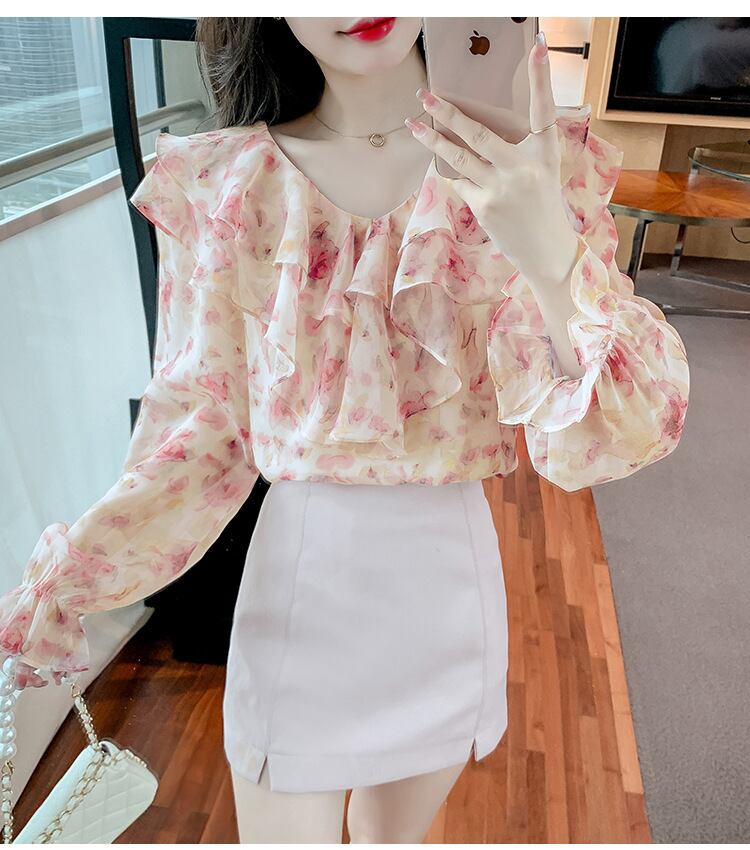 【tops】花柄シャツトップス　M18479