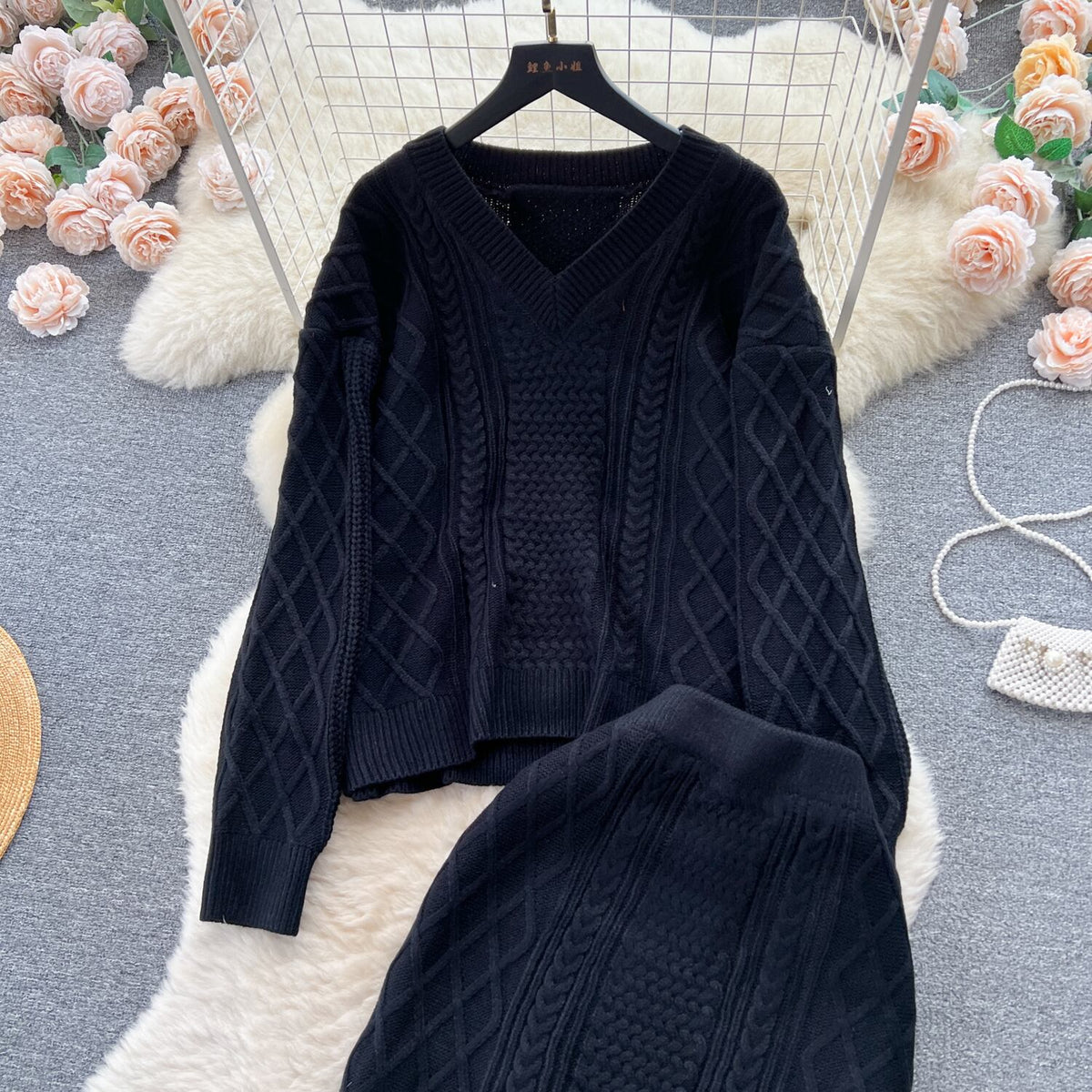 【set】ニットセーター×スカートセット　M18601