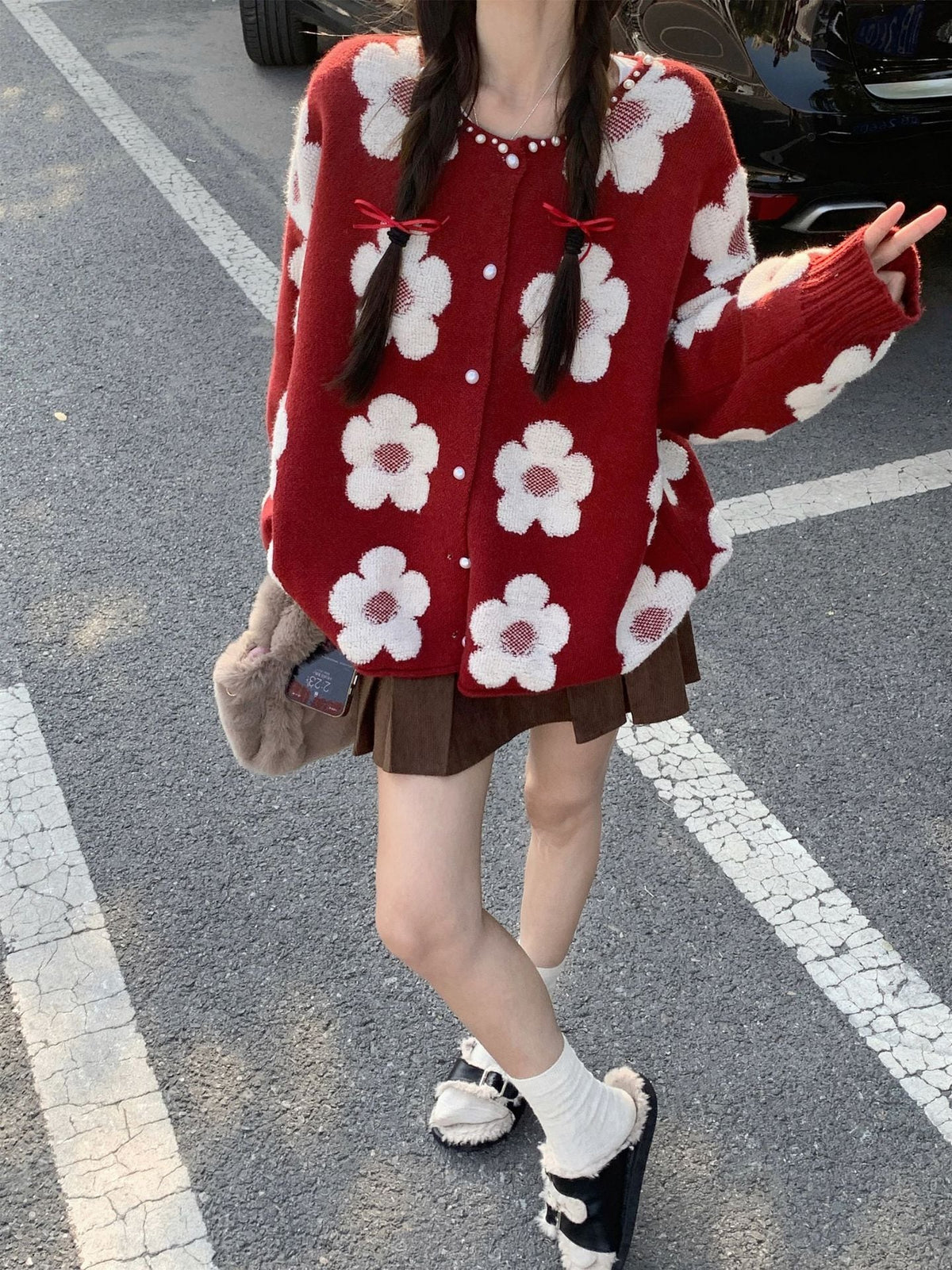【outer】クルーネックニットカーデ　M27076