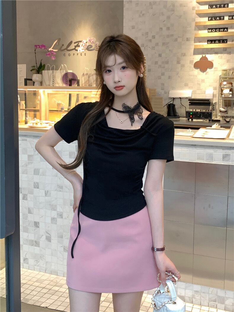 【tops】リボンイレギュラーTシャツG21557