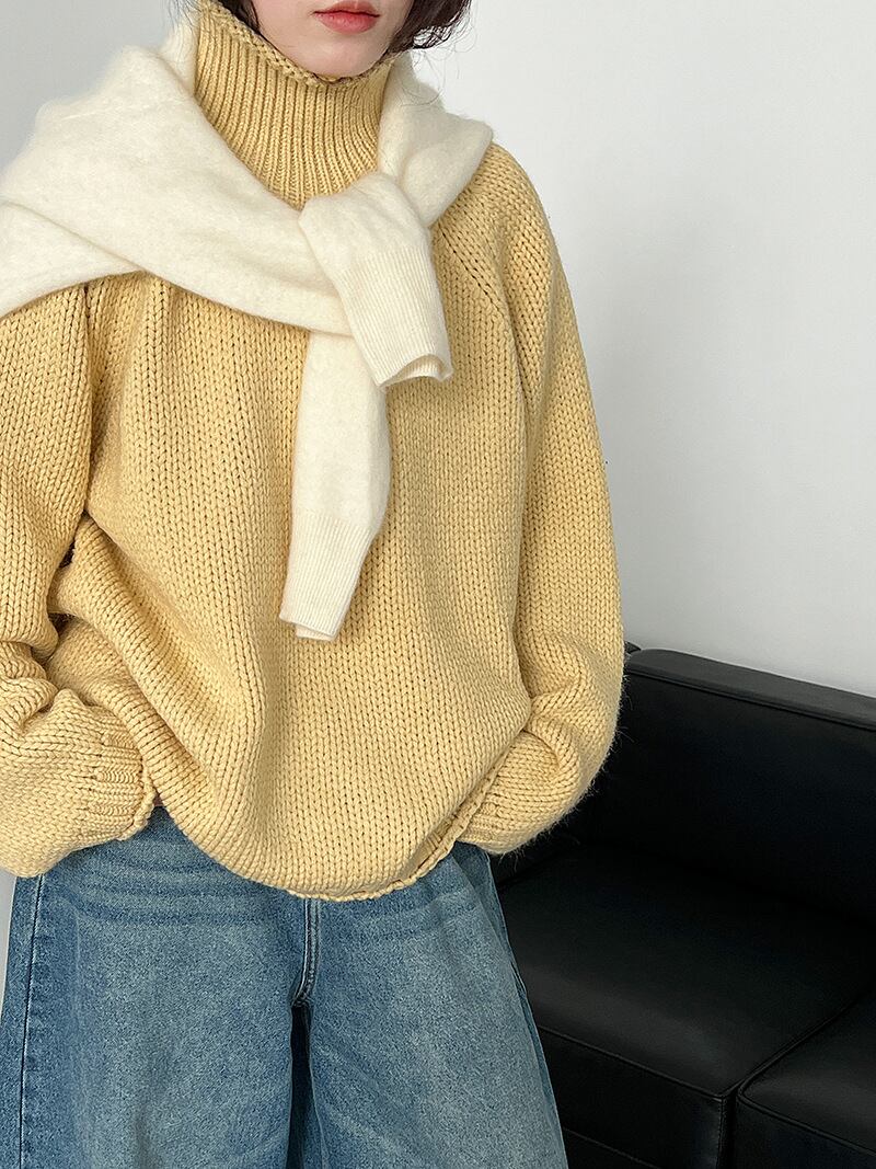【tops】ハイネックニットトップス Q7305