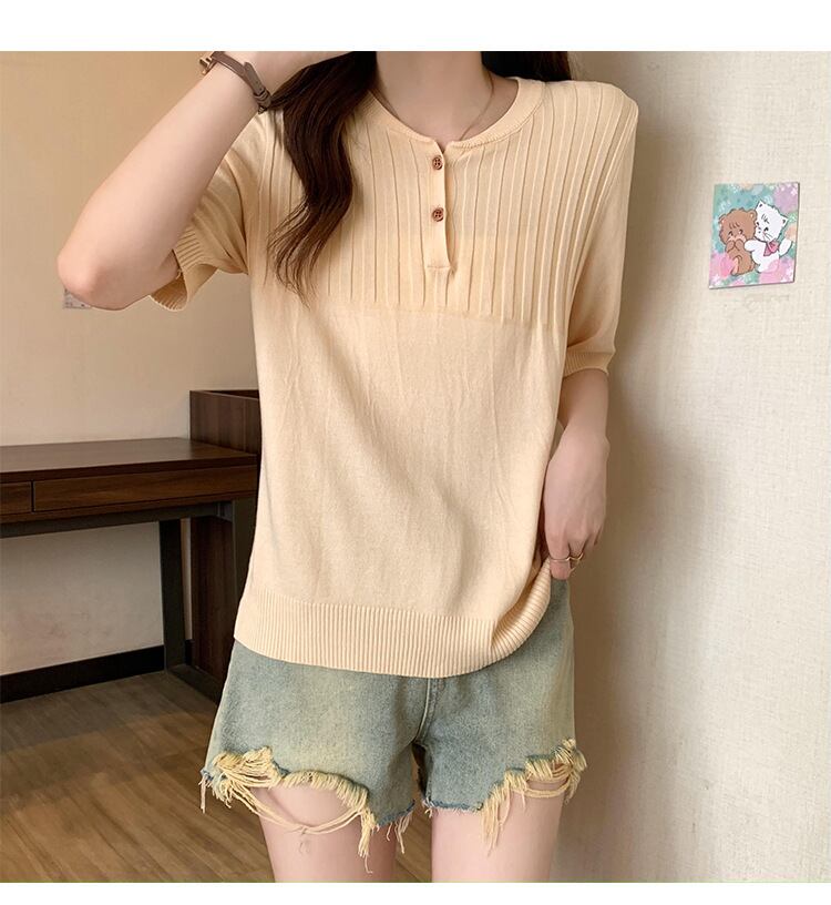 【tops】ニット薄手TシャツG21071