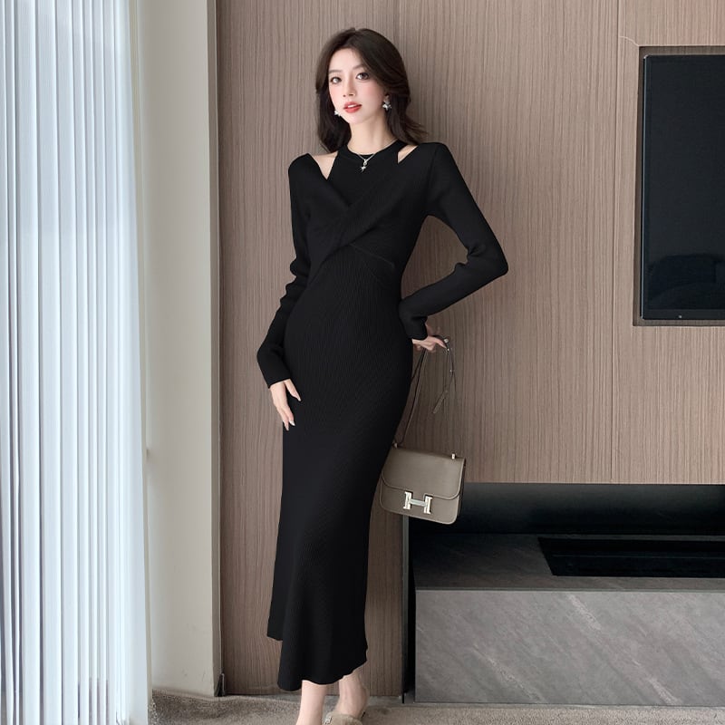 【dress】切り替えニットワンピース　M28022