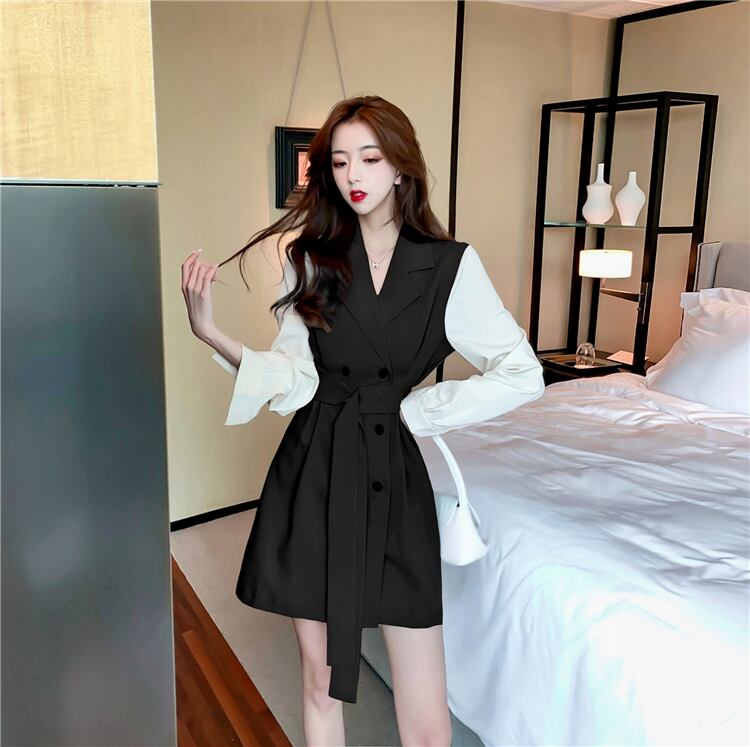 【dress】作好感度UP!気質満点レトロスウィート 長袖着痩せワンピース G1444