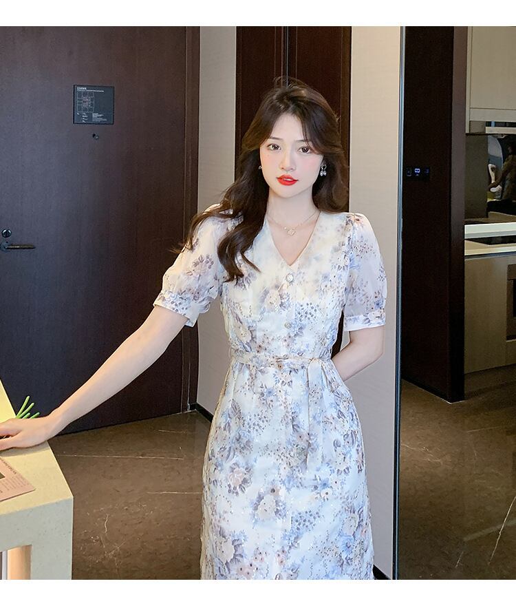 【dress】Vネック花柄ワンピース G20485