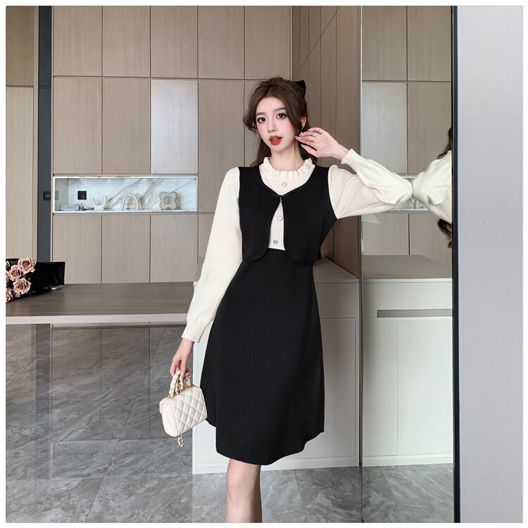【dress】ドッキングニットワンピース　M18711
