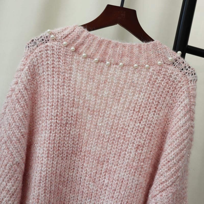 【outer】パールニットカーデ　M28552