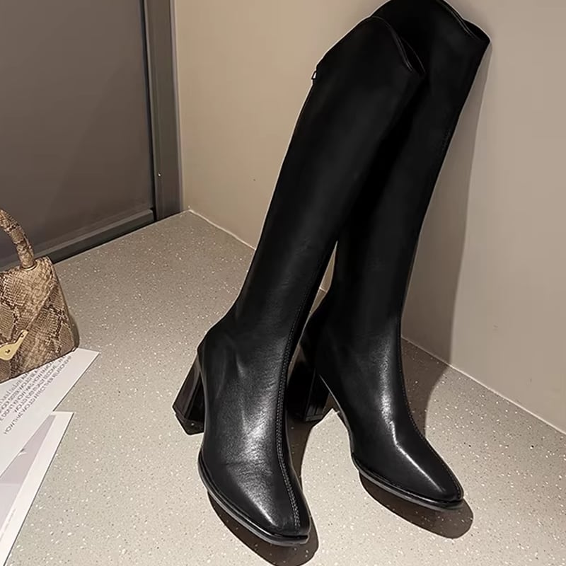 【Shoes】2色展開ロングブーツ Q8364