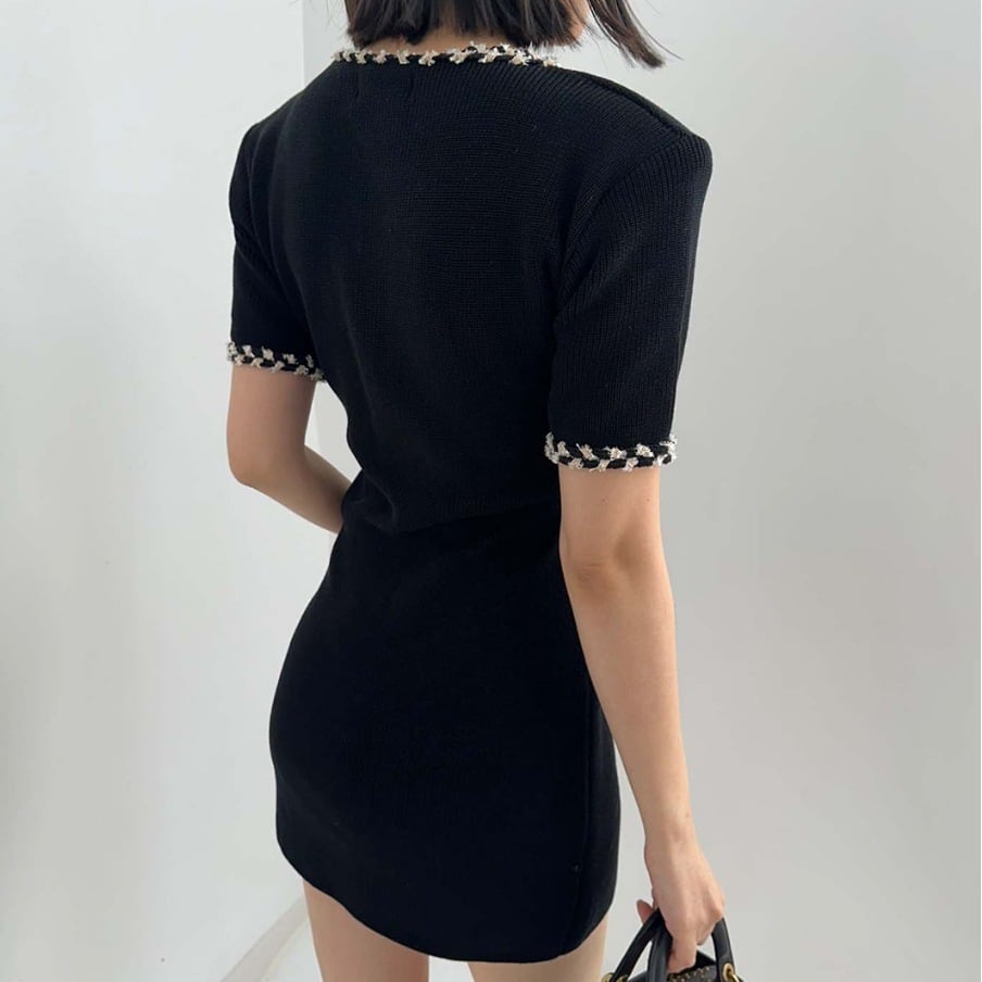 【dress】Vネックニットタイトワンピース G21158