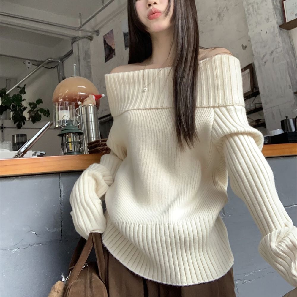 【tops】ボートネックニットトップス　M26023