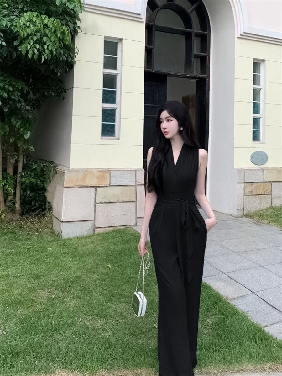 【set】VネックノースリーブオールインワンG21293