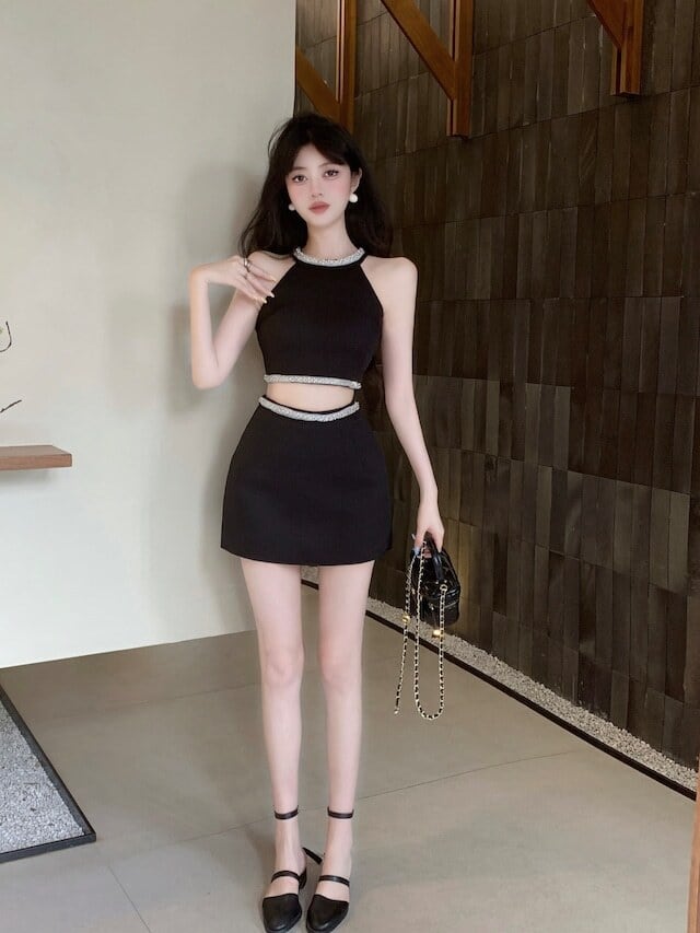 【set】ノースリーブタンクトップ+スカート2点セットF7511