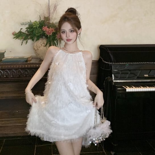 【dress】ビジューホルターネックワンピース　M24775