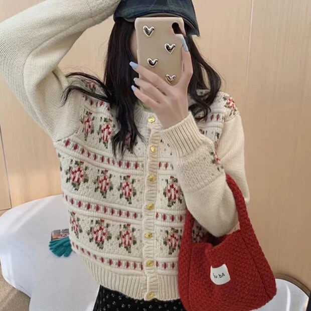 【outer】ジャカードニットカーデ　M28862