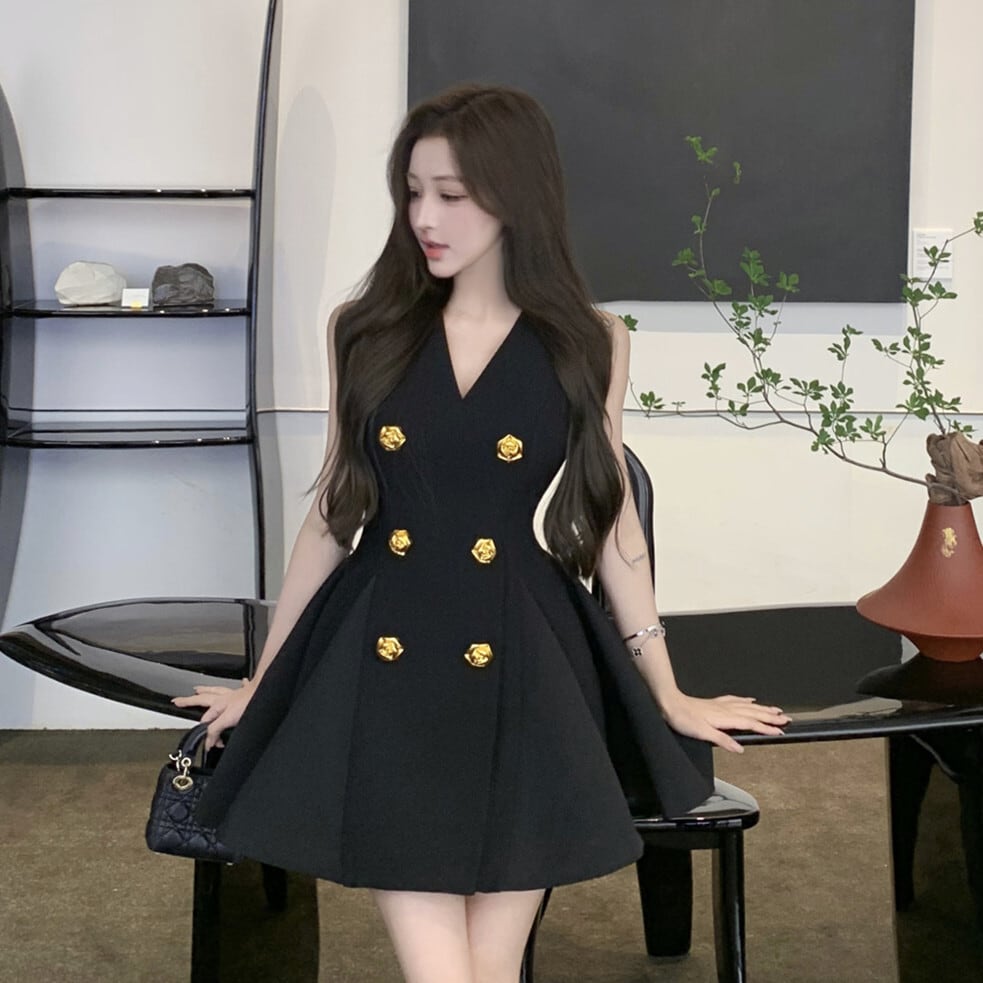 【dress】Vネックノースリーブワンピース　M29828