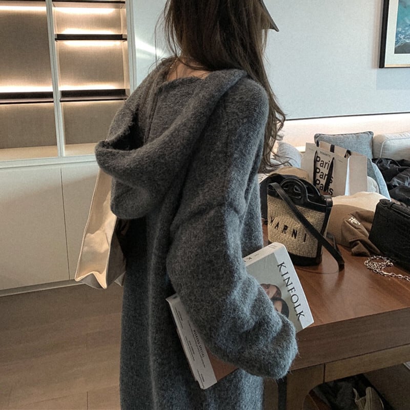 【dress】フード付きニットワンピース　M26317