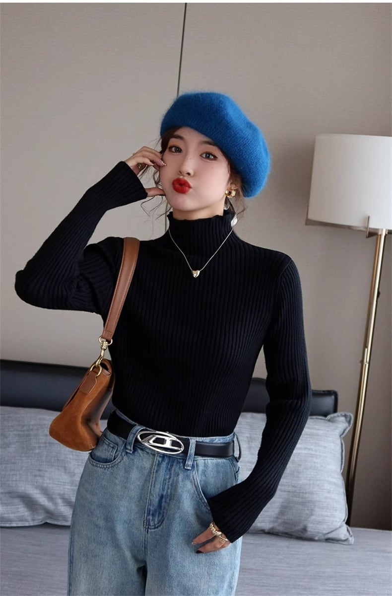 【tops】無地ニットトップス　M26788