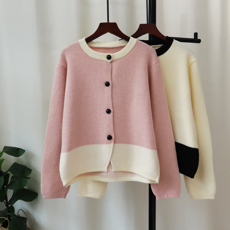 【outer】配色ニットカーデ　M28518