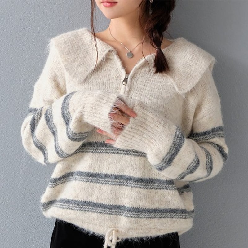 【tops】Vネックニットトップス Q7078