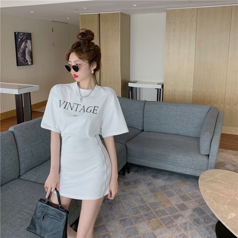 【dress】好感度UP!気質満点着痩せラウンドネックハイウエストワンピース G0744