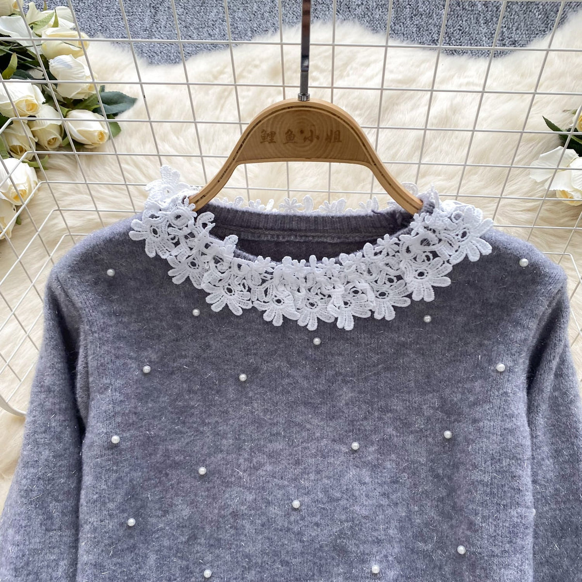 【set】レースパールニットセーター×スカートセット　M26233
