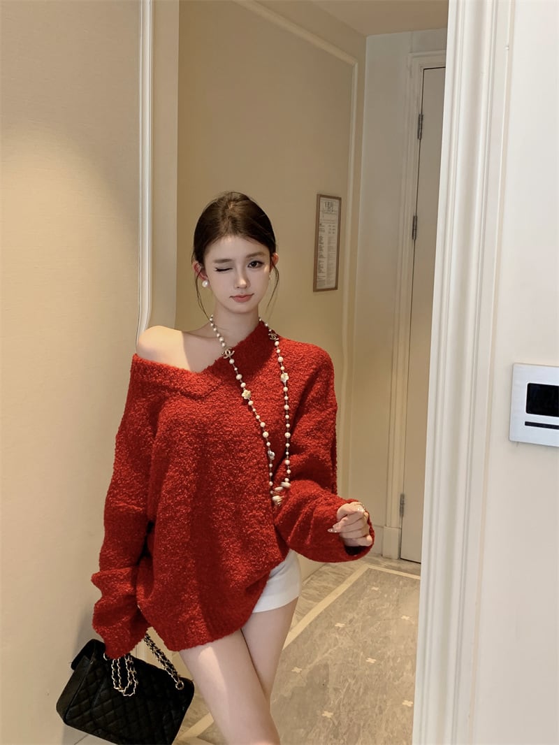 【tops】Vネックニットセーター　M28192