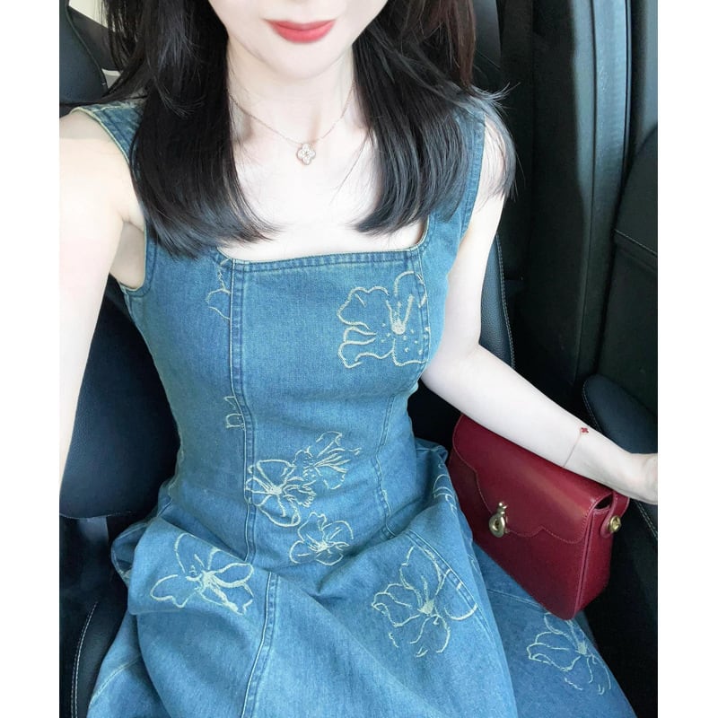 【dress】刺繍デニムワンピース　M25152