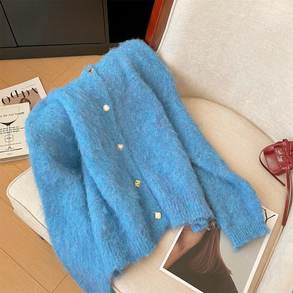 【outer】クルーネックニットカーデ　M29220