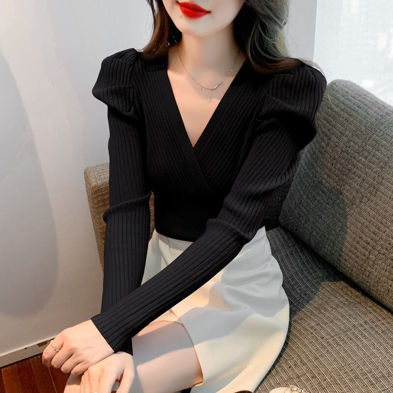 【tops】Vネックニットトップス　M28250