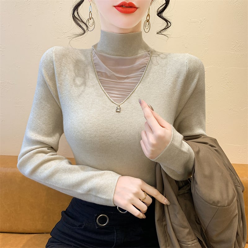 【tops】チュールドッキングニットトップス　M27626