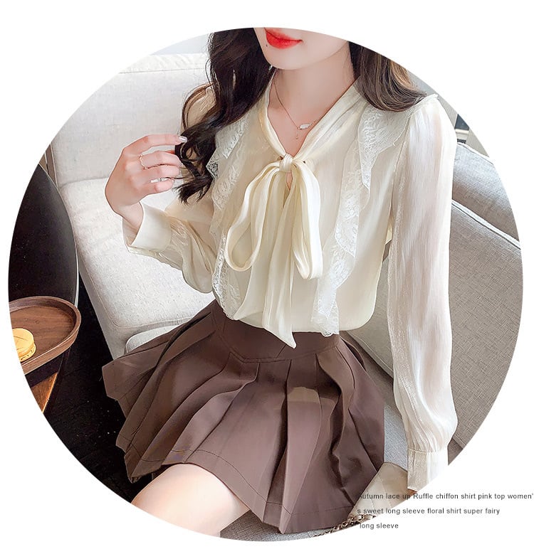 【tops】リボン付きシャツトップス　M29094