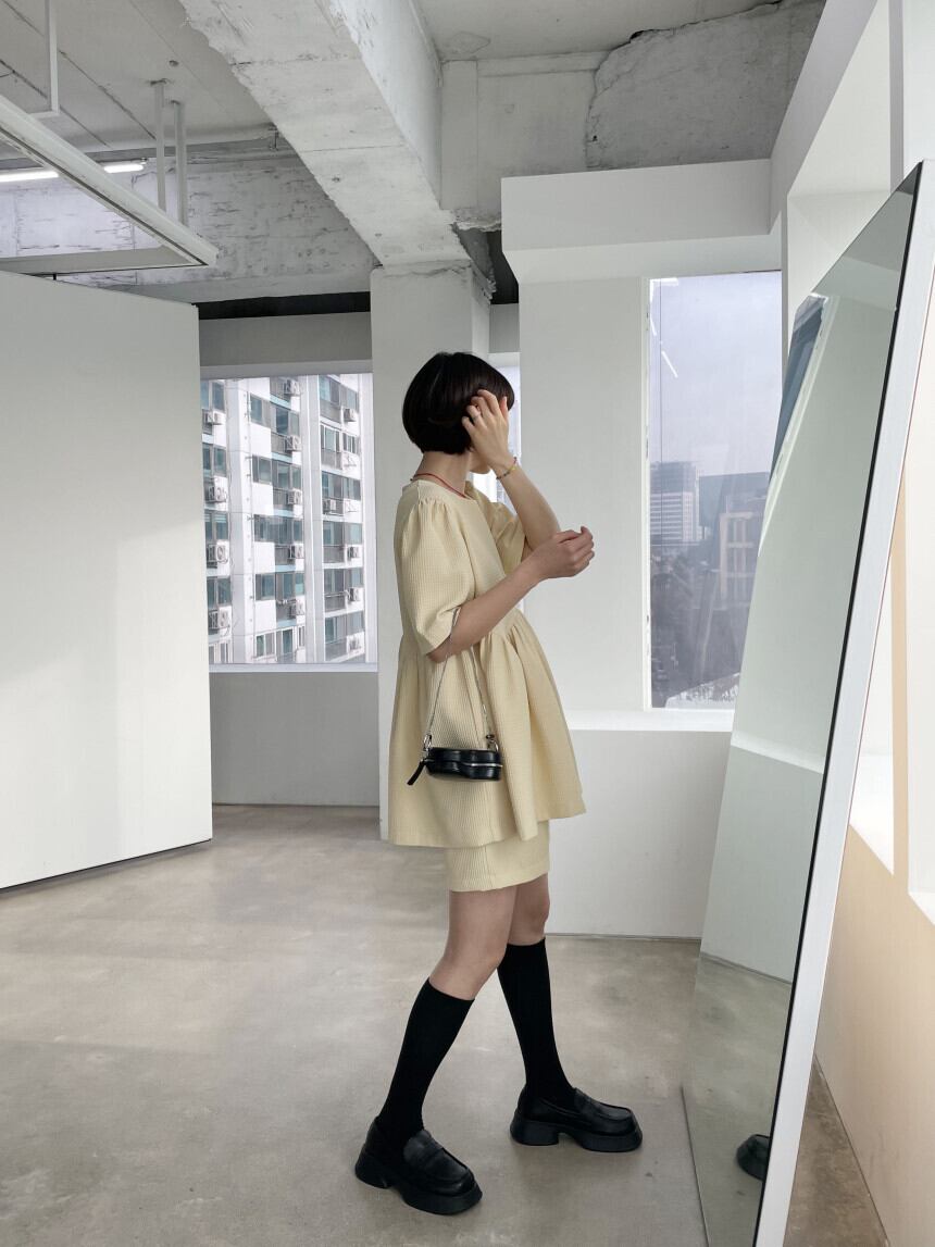 【set】ラウンドネックトップス+ショートパンツ２点セットG21509