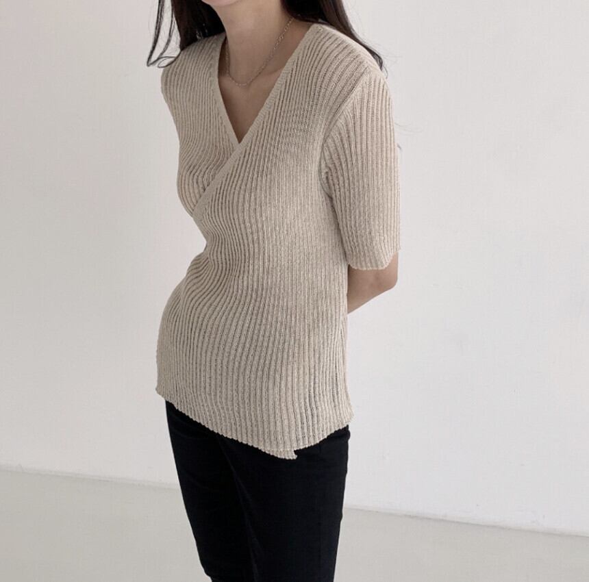 【tops】VネックニットトップスG21048