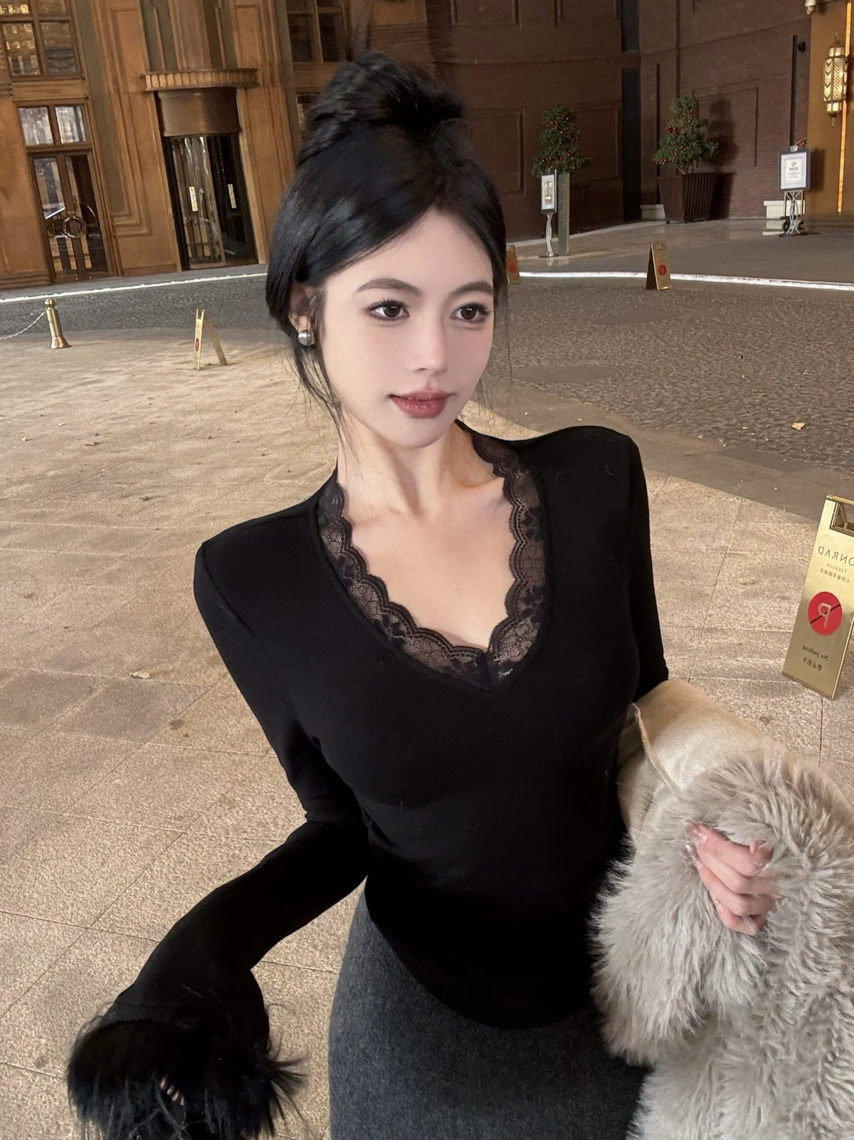 【tops】レースドッキングトップス　M28145