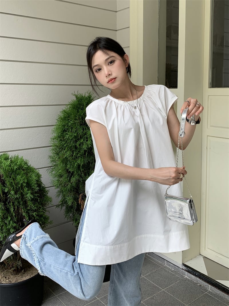 【tops】ノースリーブシャツトップス　M25114