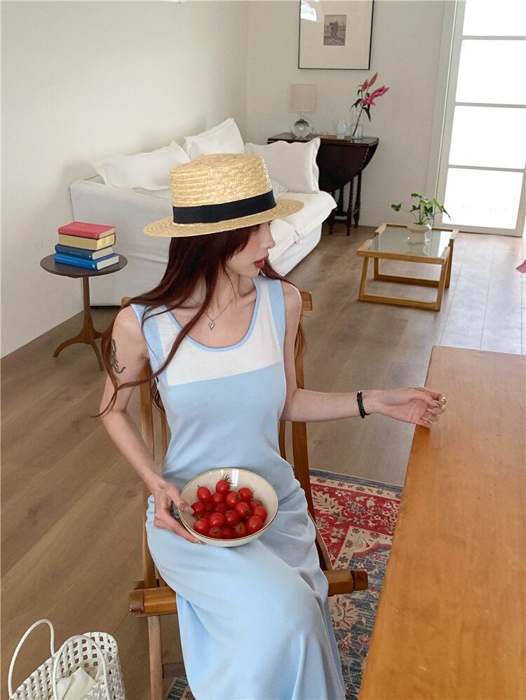 【dress】偽二つ切り替えニットキャミワンピース G20518