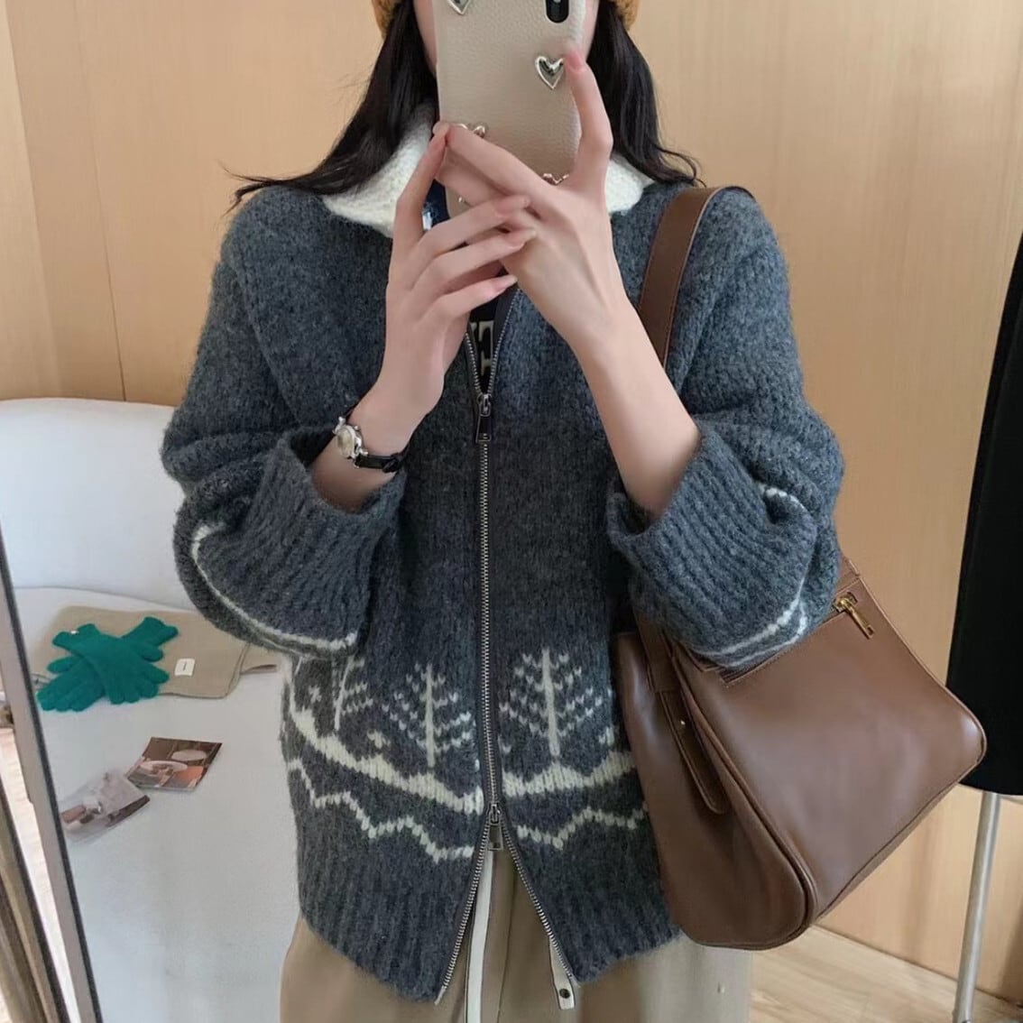 【outer】ファスナーニットカーデ　M27805
