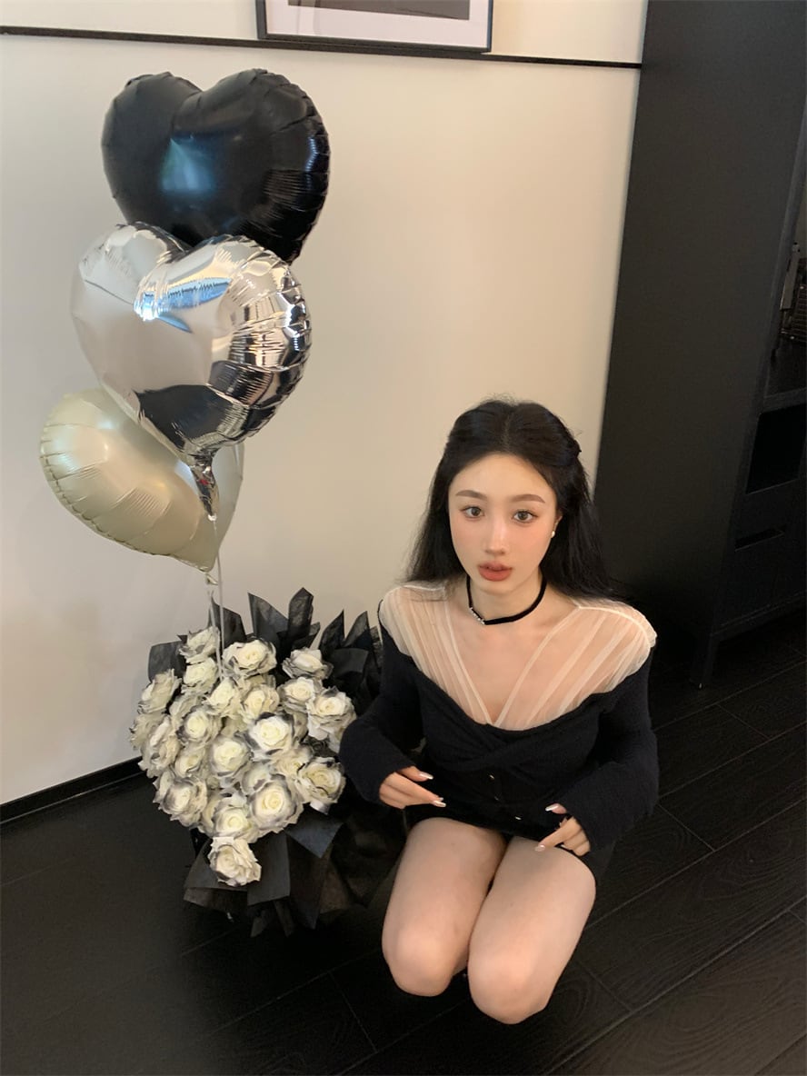 【tops】チュールドッキングニットトップス　M28439