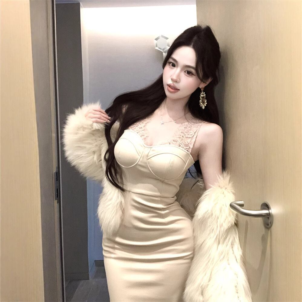 【dress】レース切り替えワンピース　M29625