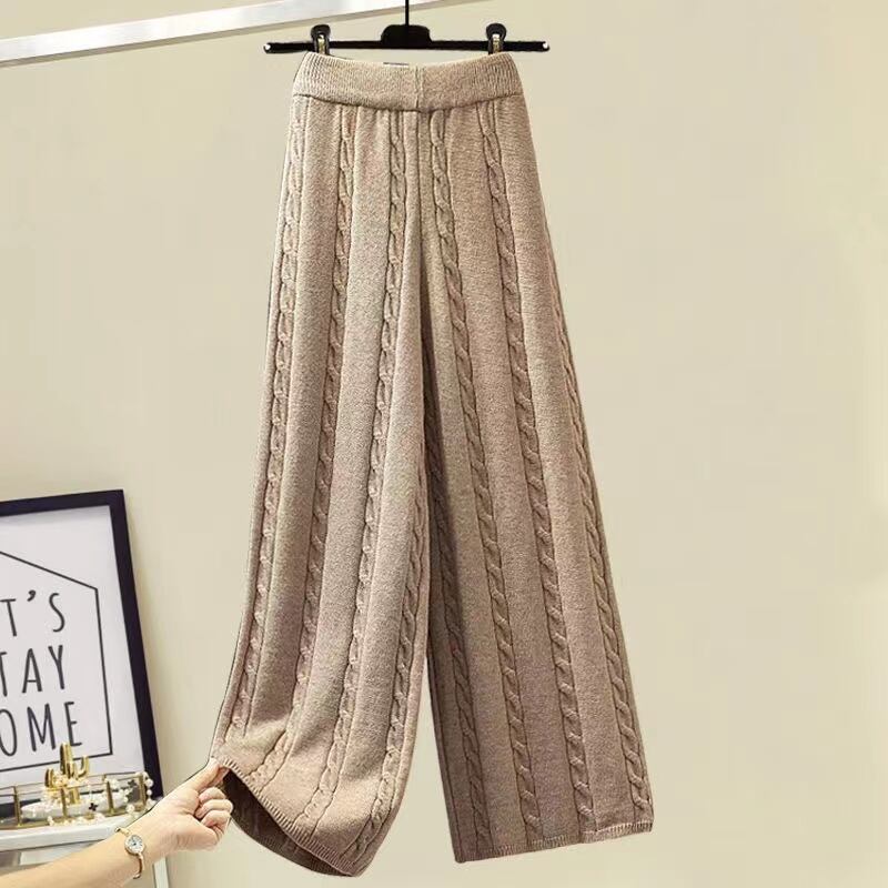 【set】店長推薦〜秋冬新作長袖セーター+ニットガウチョパンツワイドレッグパンツ韓国ファッション2点セットF1102