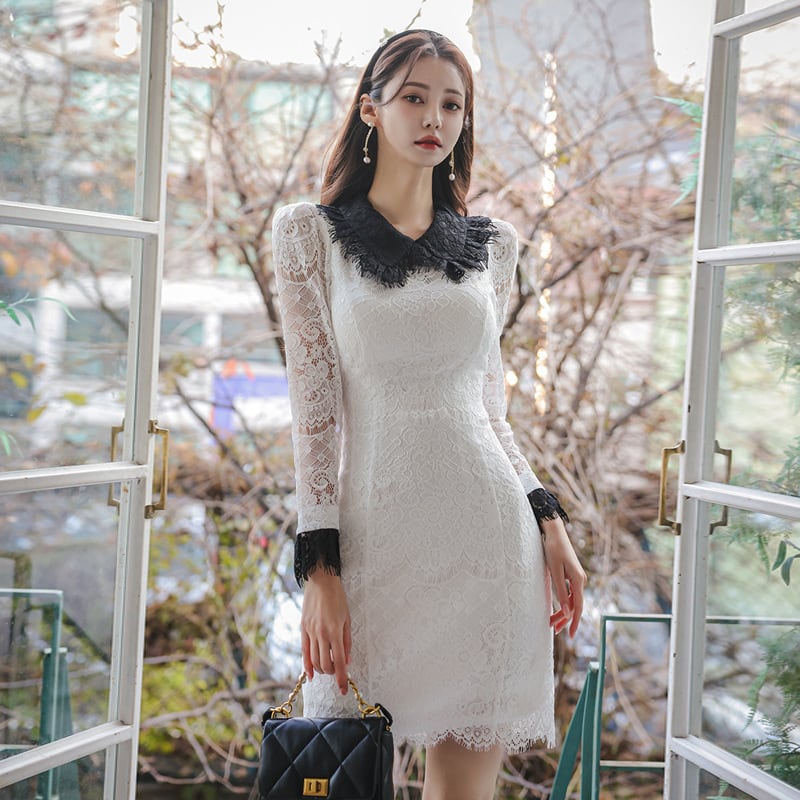 【dress】Aラインレースワンピース Q6943