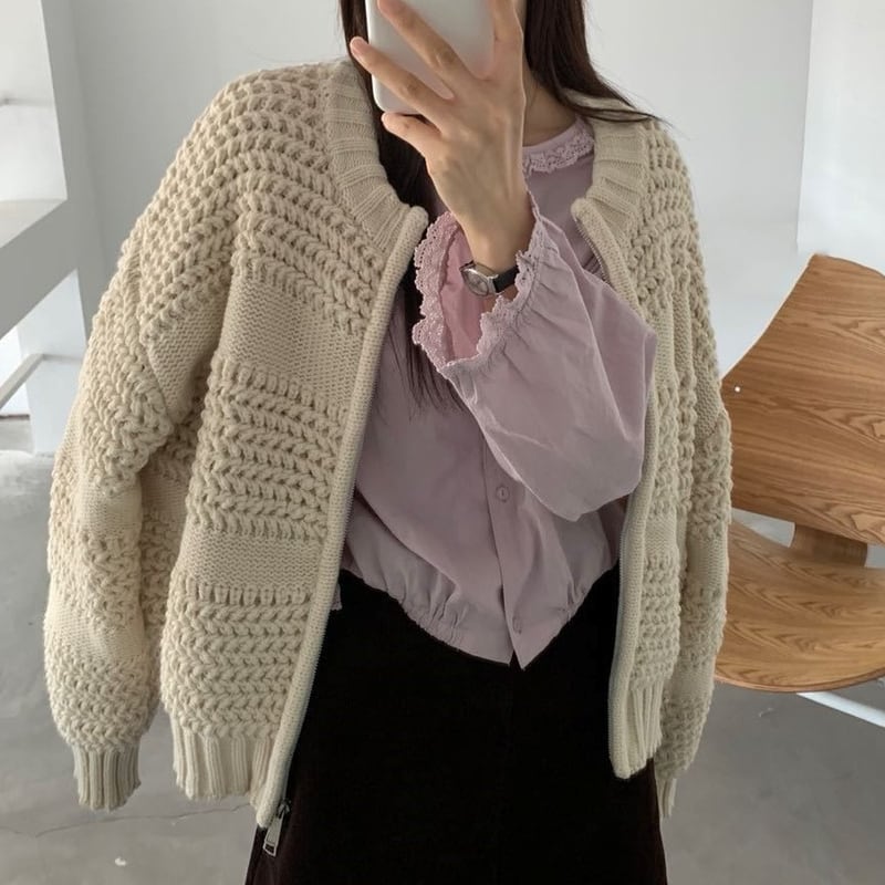 【outer】ニットカーディガン Q7149