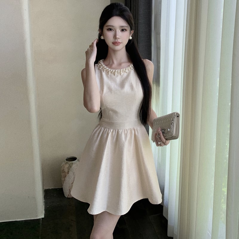 【dress】パールノースリーブワンピース　M24295