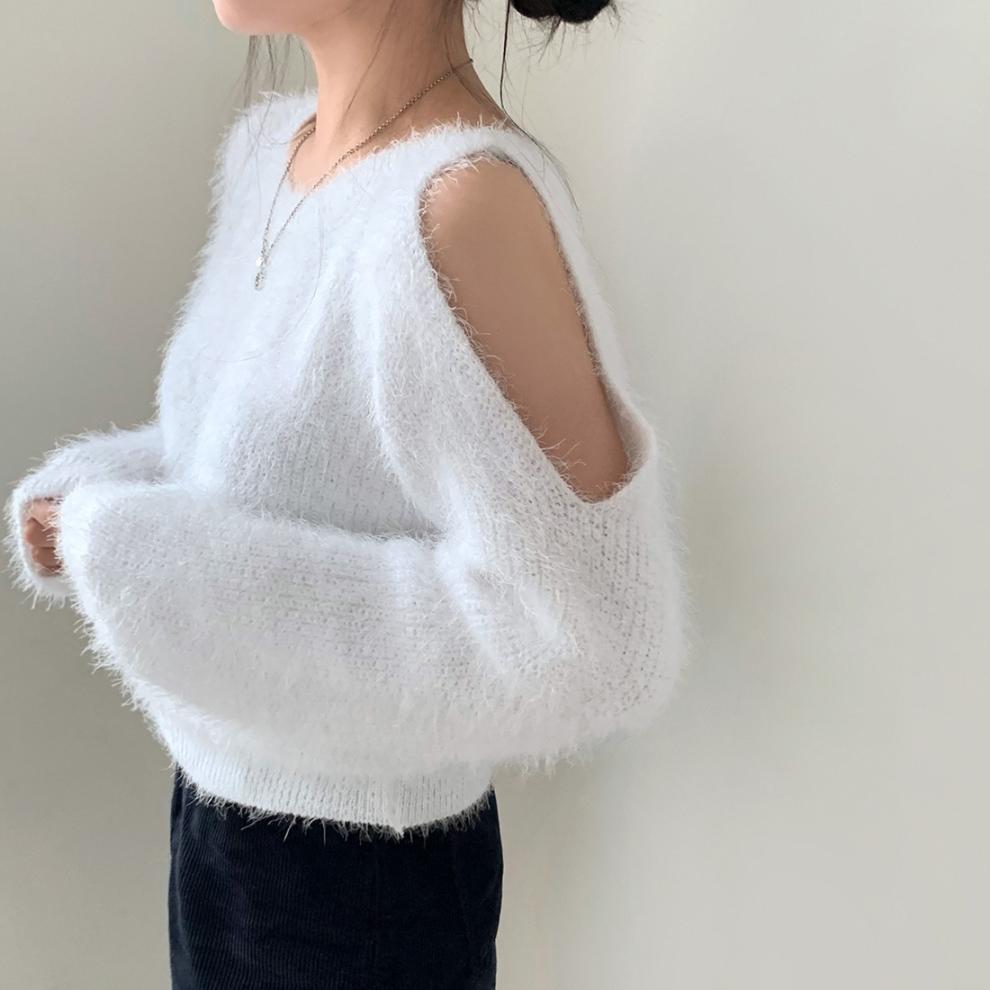 【tops】オフショルダーニットセーター　M26349