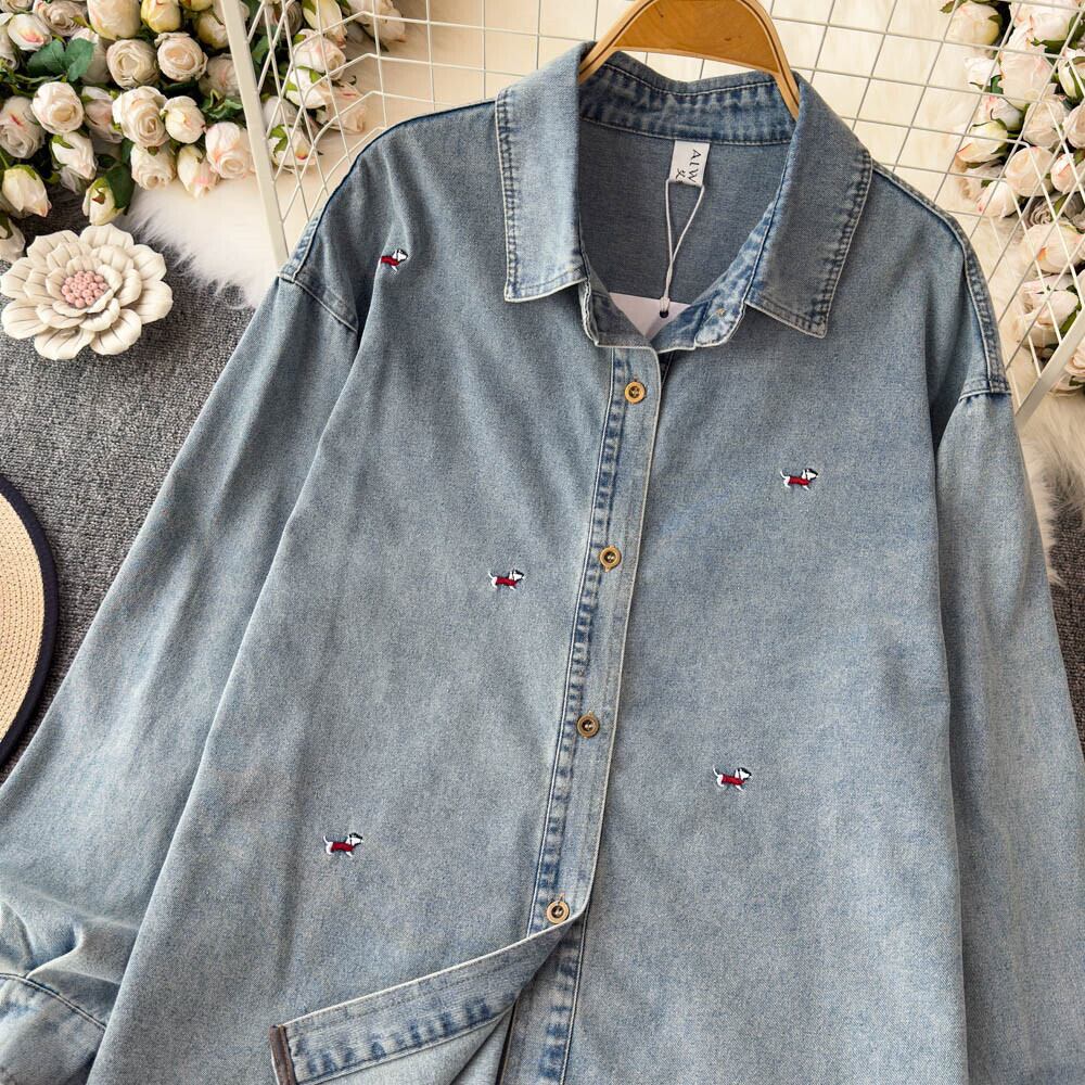 【tops】刺繍デニムシャツ　M29826