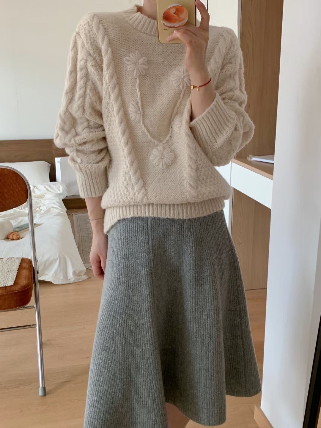 【tops】クルーネックニットセーター　M19113