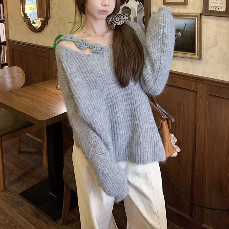 【tops】オフショルダーニットセーター　M27478