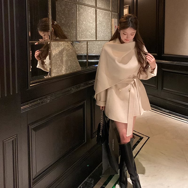 【outer】ショールカラーコート Q7361
